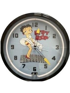 Betty Boop Blue Neon Wall Clock 20 Inch